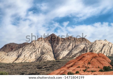 Snow Canyon State Park landscape of white and orange hillsides in Utah