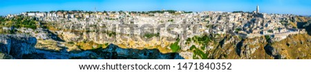 Panoramic view of the city of Matera in the morning -Italy
