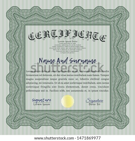 Green Awesome Certificate template. Money Pattern. Customizable, Easy to edit and change colors. Easy to print. 