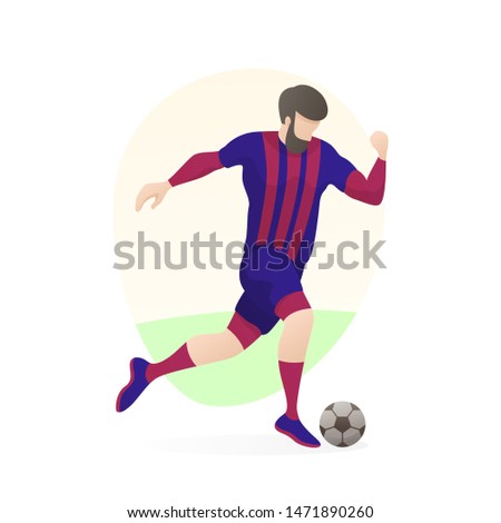 Male football or soccer player dribble the ball in flat illustration vector. Made for any design need such as poster, pamphlet or website landing page and any educational purpose.