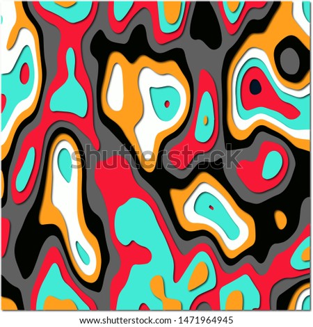 Liquid illustration paper cut pop colors background poster, simple and stylish.