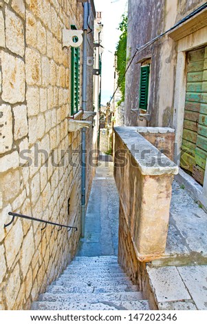 Small Old Street. Hvar. Croatia. High quality stock photo.