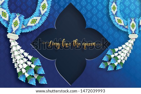 
Thailand Mother's day background . Design with garland for mother's day. flower garland traditional. paper art craft style on background.