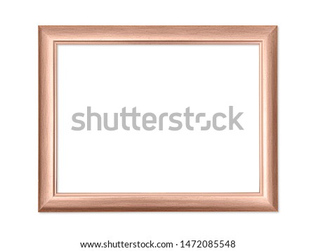 Empty wooden picture or photo frame isolated on white with clipping path. Ð¡opy space in the frame. Template and background