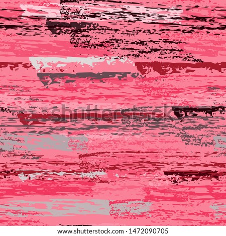 Grunge Dry Paint Surface. Stripy Crayon Pencil Strokes. Seamless Pattern. Creative Chalk Trends Motif. Pastel Pink Backdrop. Swipe Charcoal Texture Surface. Dirty Brush Vector Background.