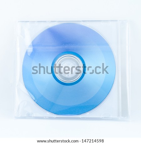 cd case box in the plastic wrap on white background