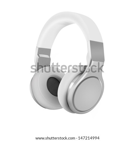 Modern, professional music headphones with padded speakers isolated on a white background with clipping path.