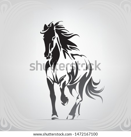 Silhouette of the running horse