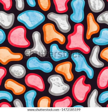 Seamless colorful watercolor pattern with abstract shapes. Vector mosaic background.
