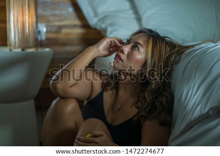 Depressed Young Lonely Woman Girl Sitting On The Floor