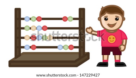 Kid with Abacus - Office Character Vectors