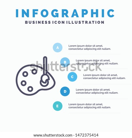 Art, Draw, Drawing, Edit Line icon with 5 steps presentation infographics Background