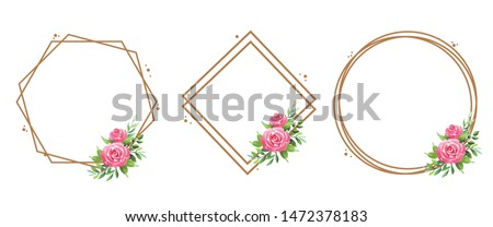Set flower rose for wedding card, leaves.Wedding ornament concept. Floral poster, invite.Watercolor design card.Greeting card or invitation design background.