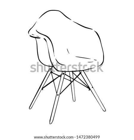 Chair outline doodle pattern. Coloring page with furniture background. Coloring book page for children and adults