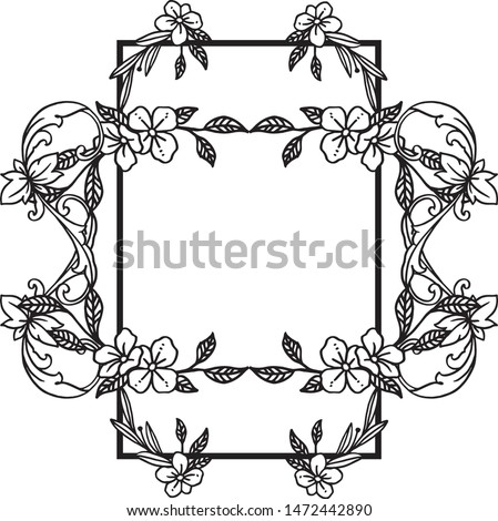 Place for text, style unique and elegant, for black white leaf floral frame. Vector