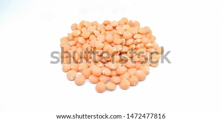 A picture of red lentil isolated on white background