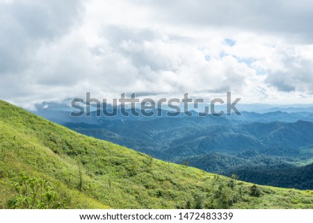 Landscape of mountain with clouds.