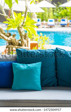 Comfortable pillow on sofa decoration outdoor patio for take a seat and relax