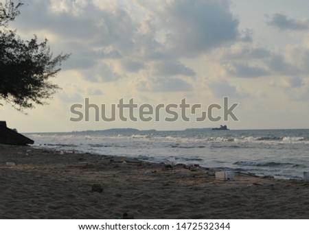 Sea, Clound, Blue sky and Horizon from the sand beach at eastern countries of thailand,rayong province