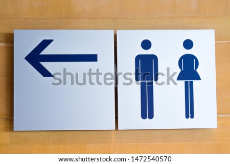 White Toilet symbol of Man and Woman on the wooden wall