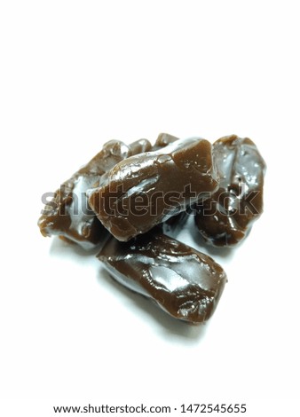 A portrait picture of coffee candy's on white background