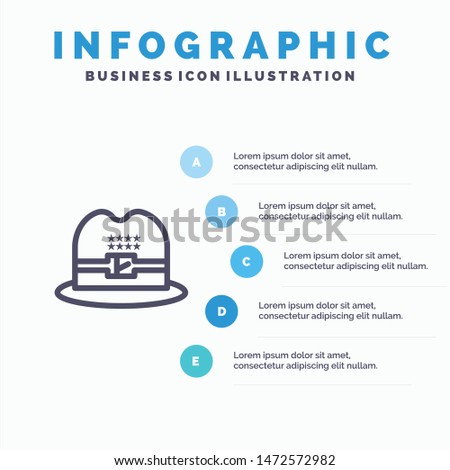 Hat, Cap, American Line icon with 5 steps presentation infographics Background