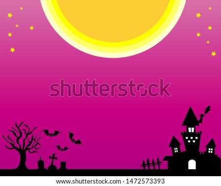 Moon and stars frame.message card.  Halloween vector illustration. 
