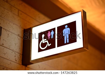 Sign for bathrooms