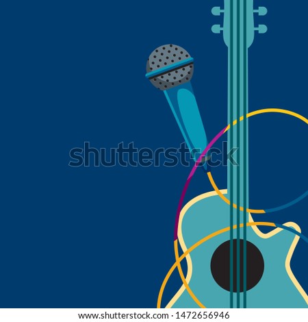 vector illustration of Billboard with guitar and microphone.