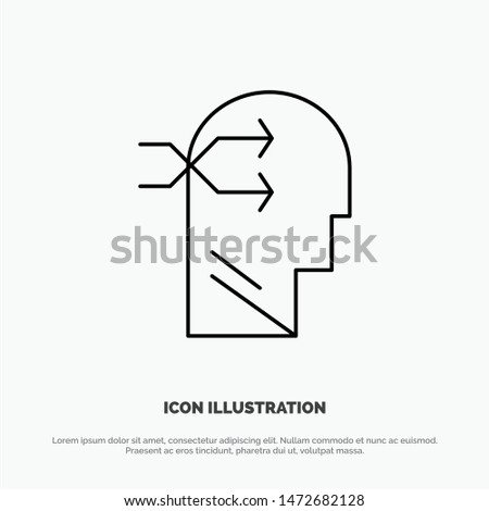 Mental hang, Head, Brian, Thinking Line Icon Vector