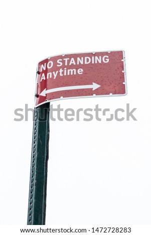 No standing warning sign closeup