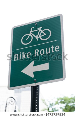 Close up of a bicycle route sign
