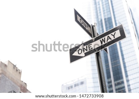 One way road sign in the city