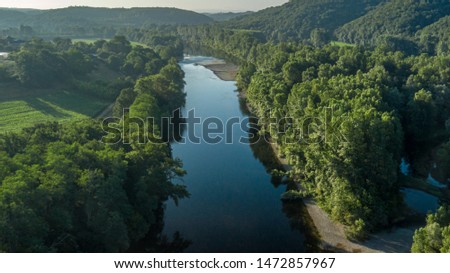 shooting by drone4 k of the Dordogne Valley. Shooting taken in July 2019 in the morning. 