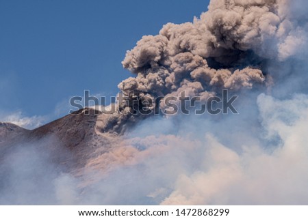 Mount Etna, in Sicily. Eruption 27 July 2019