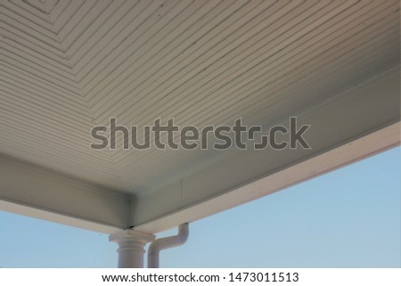 Upward View of Vintage White Porch Ceiling
