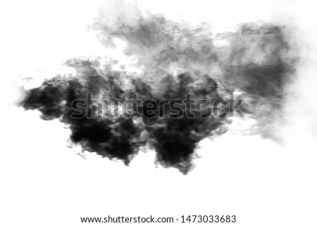 black smoke isolated on white background 