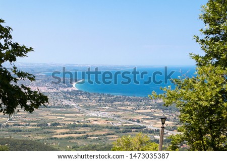 photos of the sea from above overlooking Mount Olympus Greece