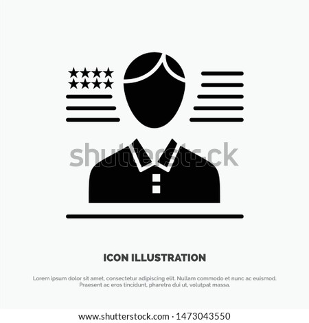 Man, American, Flag solid Glyph Icon vector