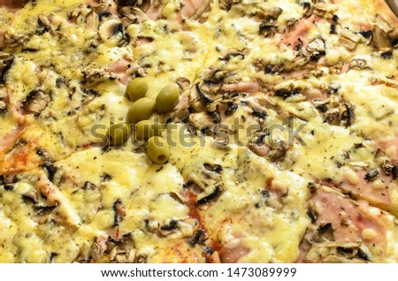 nice juicy pizza with mushrooms and cheese 