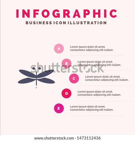 Dragon, Dragonfly, Dragons, Fly, Spring Solid Icon Infographics 5 Steps Presentation Background