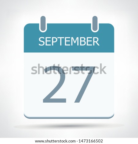 September 27 - Calendar Icon - Calendar flat design template - Business vector illustration.