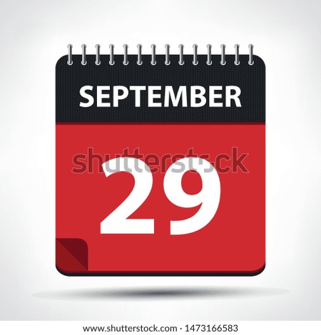 September 29 - Calendar Icon - Calendar design template - Business vector illustration.