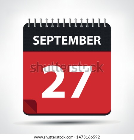 September 27 - Calendar Icon - Calendar design template - Business vector illustration.