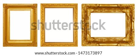 Golden picture  frame isolated on white background