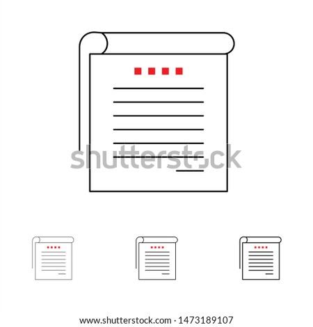 Student, Notes, Books, Student Notes Bold and thin black line icon set