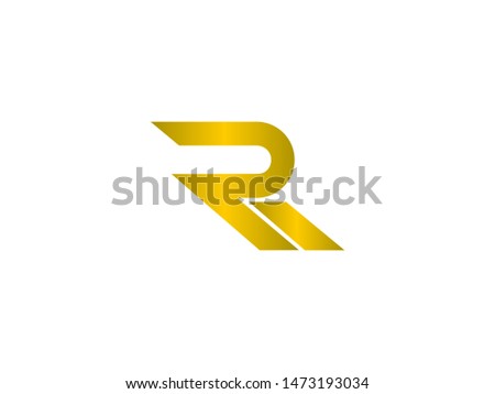Letter R logo with Gold icon design template