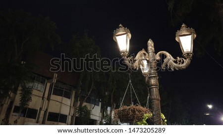 Vintage Street Lamp In Surabaya City At Night