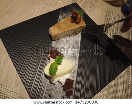 Scenery of dessert ice cake with dinner in Okinawa, Japan