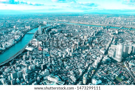 Aerial shot of Tokyo cityscape taken from Tokyo Skytree